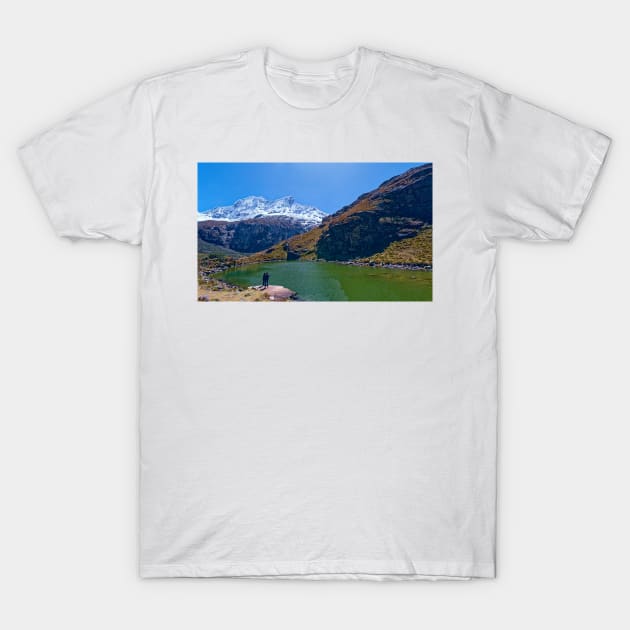 Andes mountain tarn T-Shirt by stevepaint